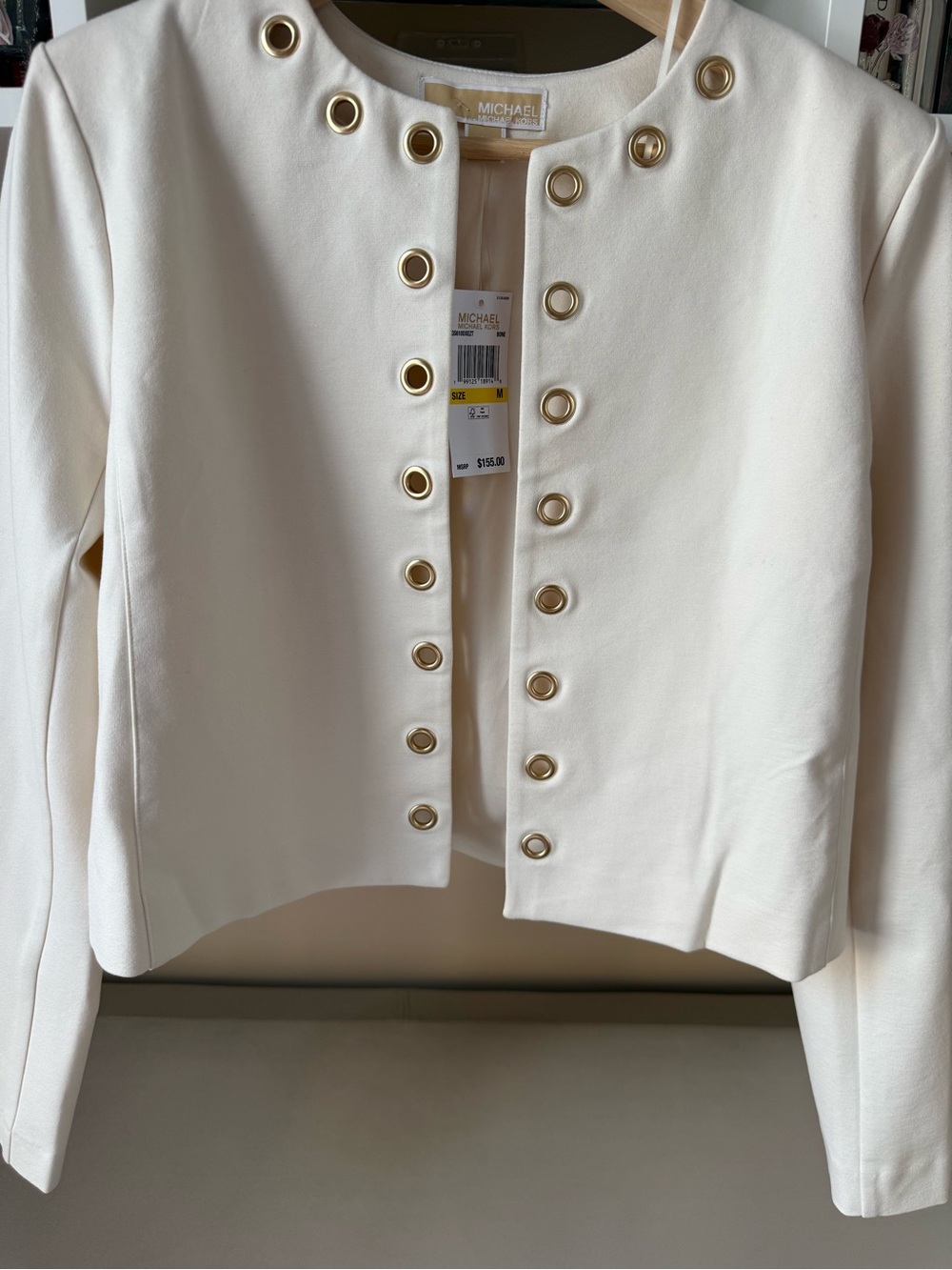 MICHAEL Michael Kors Cream Jacket with Gold Grommet Trim